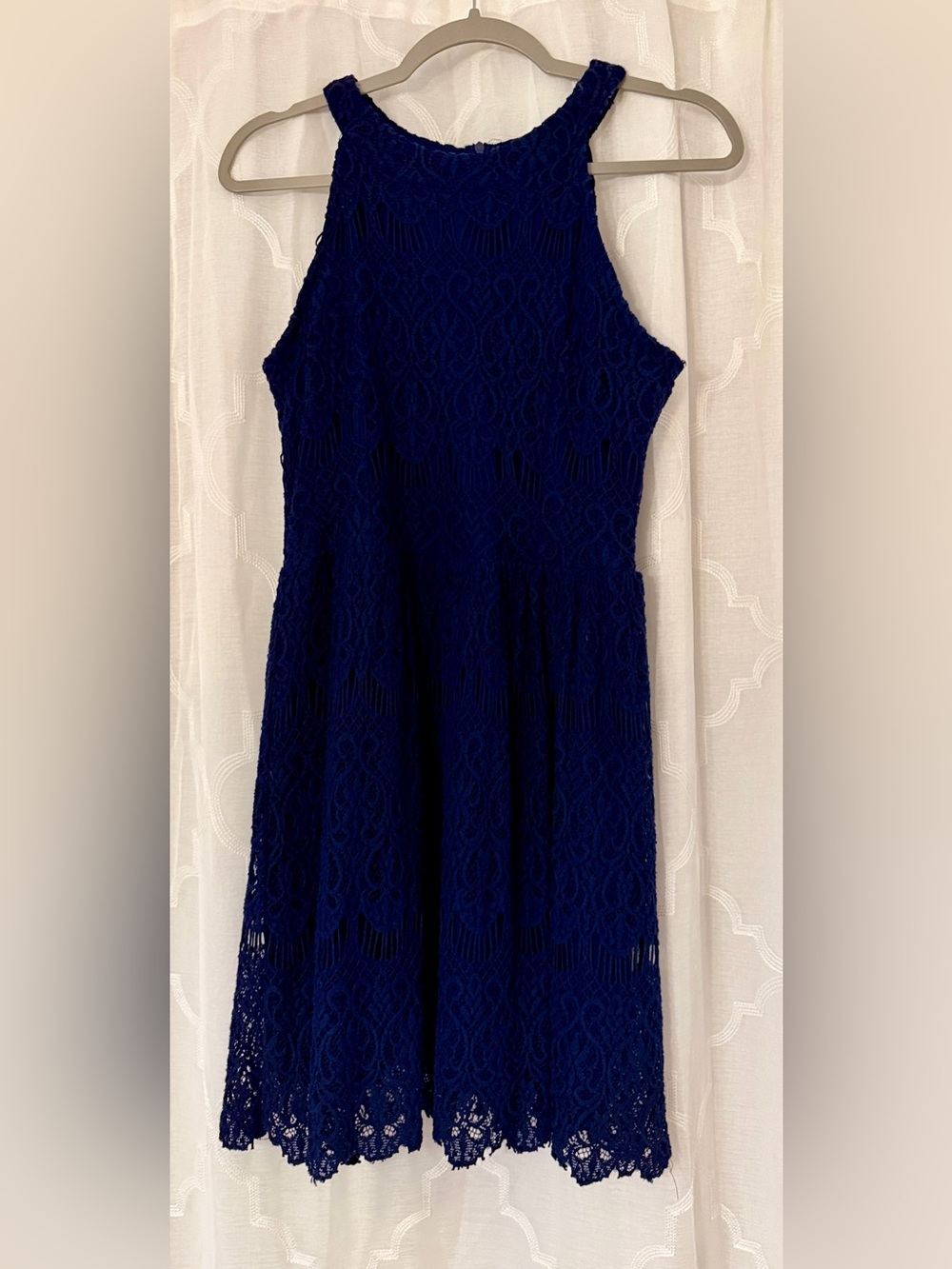 Alter’d State Dark Cobalt Blue Lace Fit & Flare Dress Medium